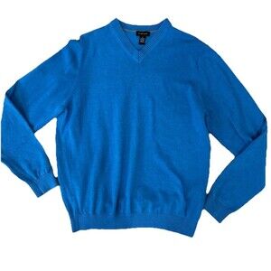 Van Heusen Men's Pullover Sweater Long Sleeve Cotton Blend Aqua Blue Size L